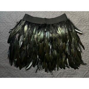 Iriscident Black Green Feather Skirt Bottoms SZ L Cosplay Party Cute Avant Garde